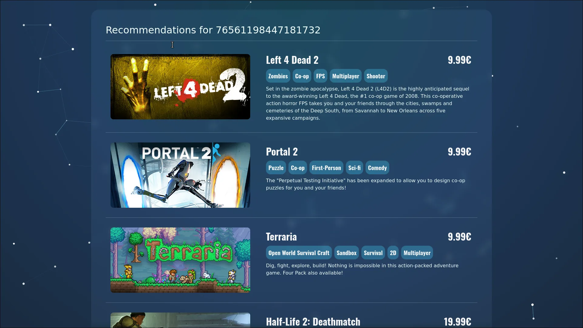 recommendations menu